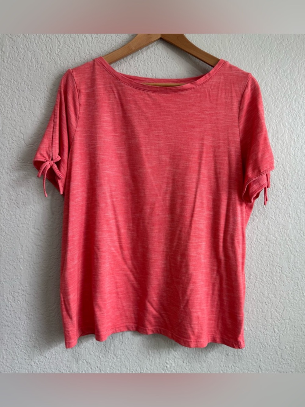 Talbots Coral Tie-Sleeve Short Sleeve Tee